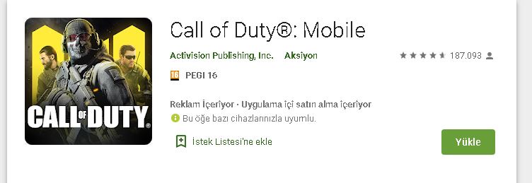 Call Of Duty Rakam 1